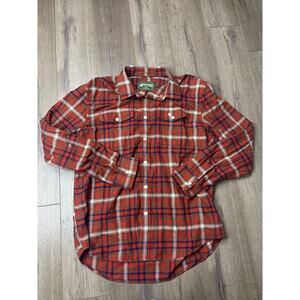 American Eagle Men’s L Plaid Button Down Shirt Long Sleeve Red Blue Casual